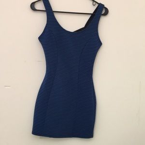 Blue and black striped body con dress